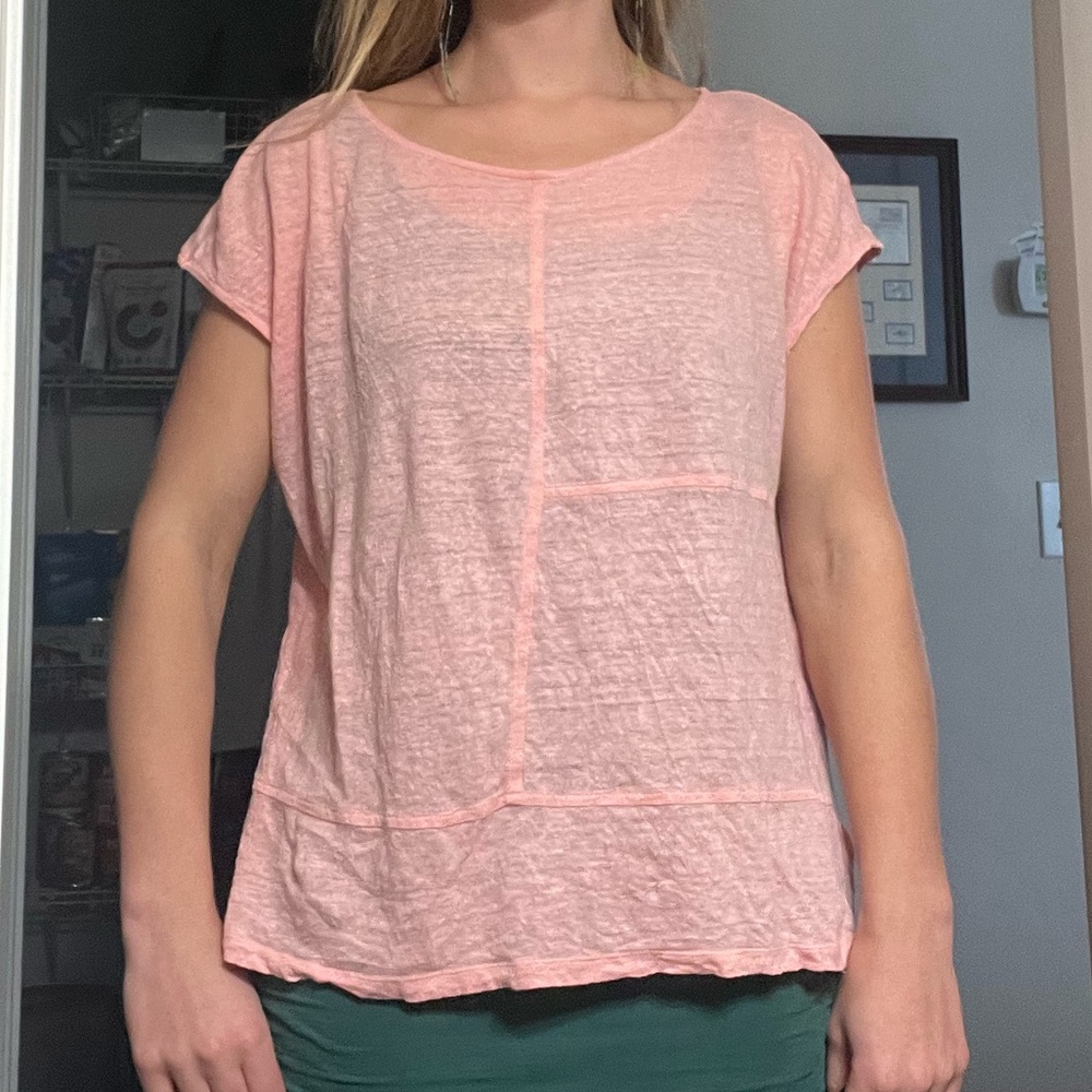 Sigrid Olsen Light Pink 100% Linen short Sleeve Tee